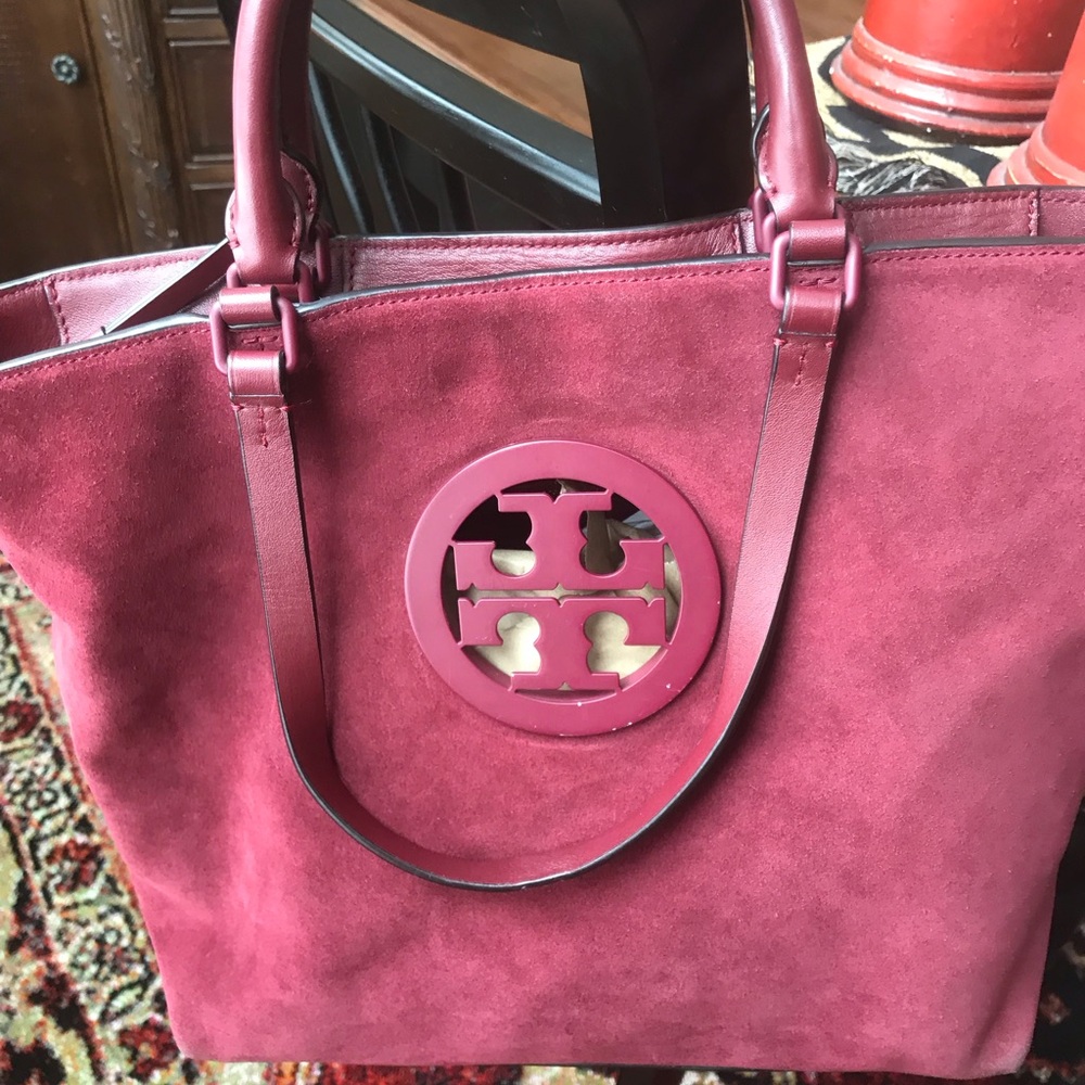 Tory Burch Wine Suede Tote - Picture 2 of 11